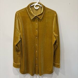 Soft Sorroundings Textured Velvet Tunic Button Down Top Women’s Size Large